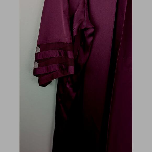 EkqouaerWmns robe poly charmeuse satin sz XL attached belt inside tie Bust to 46 - Picture 4 of 8